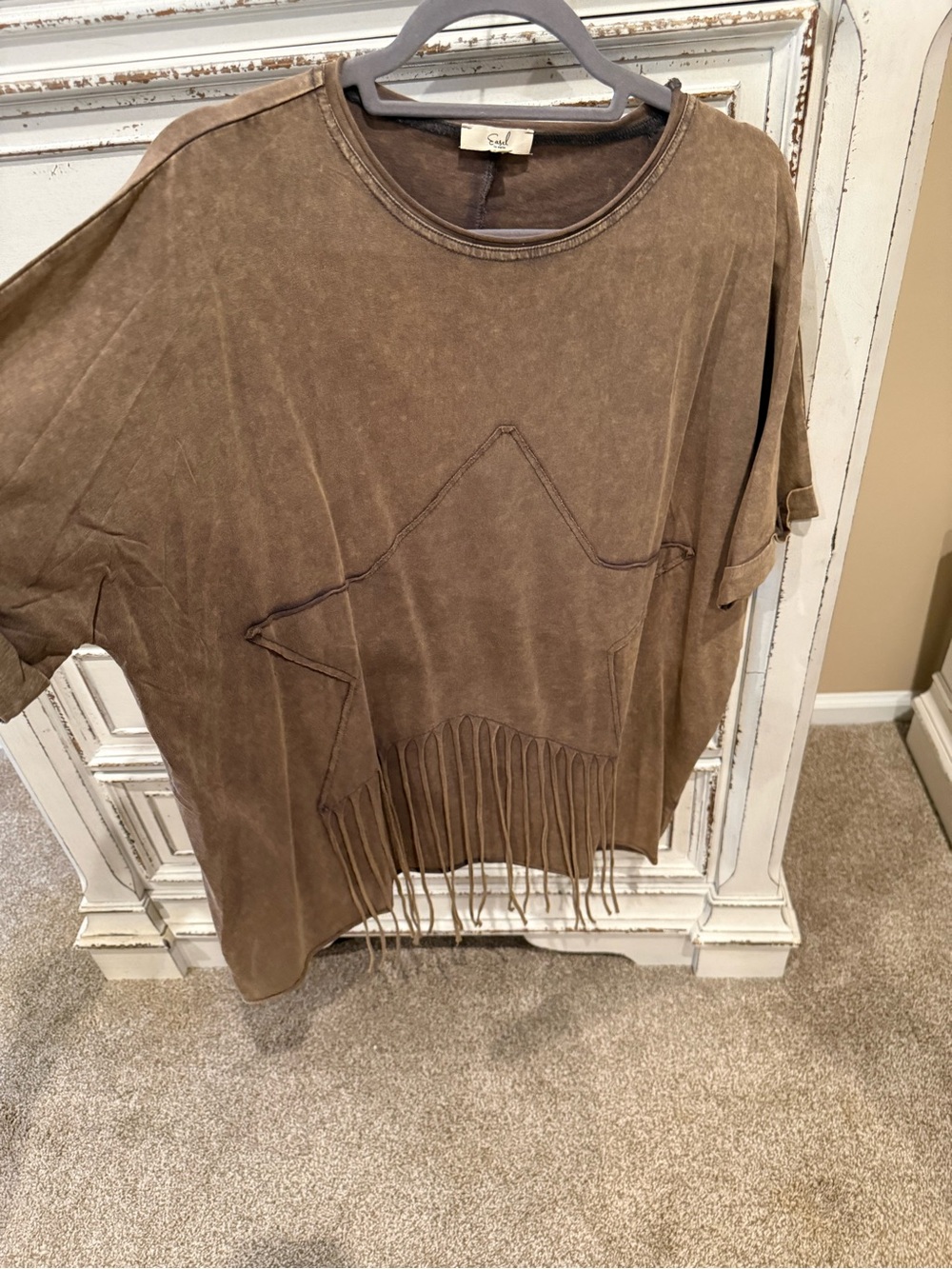 easel Brown Fringed Star Tunic